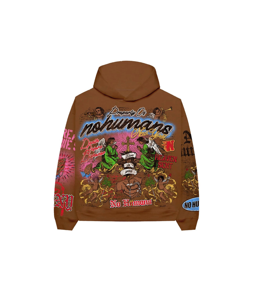 NH “HEAVEN SENT” HOODIE (BROWN)